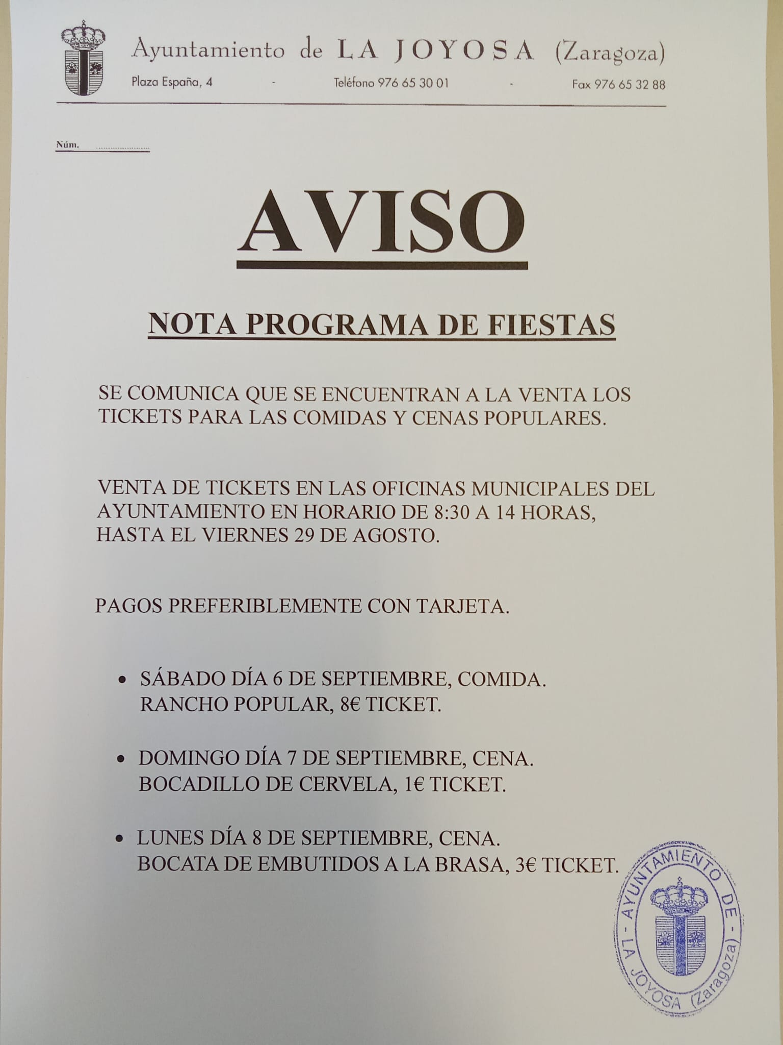 Nota programa de fiestas