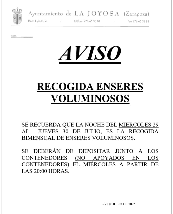 Recogida enseres voluminosos